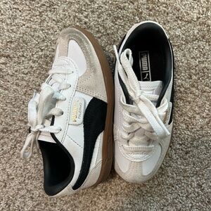 PUMA Kids' White, Black, and Tan Sneakers